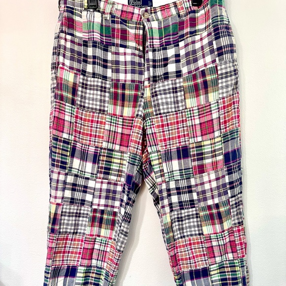 Vintage Madras Patchwork Polo Ralph Lauren Philip Pant | 90s / Y2K Preppy Chino - Picture 11 of 11